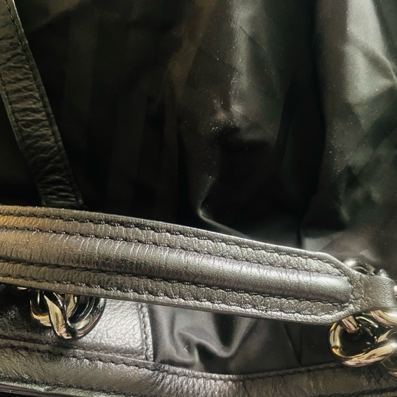 BURBERRY Black Leather & Synthetic Chain Large Tote Shoulder Bag - Picture 7 of 12